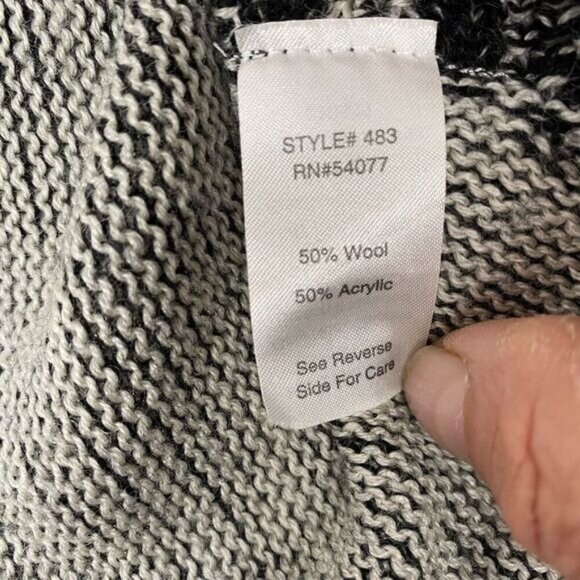 CAbi Women's Wool Blend Cardigan Sweater  Open Collared Gray Black Long Sleeve L - Picture 11 of 11